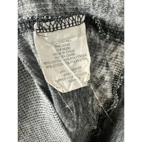 Volcom Womens Size XS Gray Thermal Hooded Henley Hooded Pullover Kangaroo Pocket - Picture 5 of 5